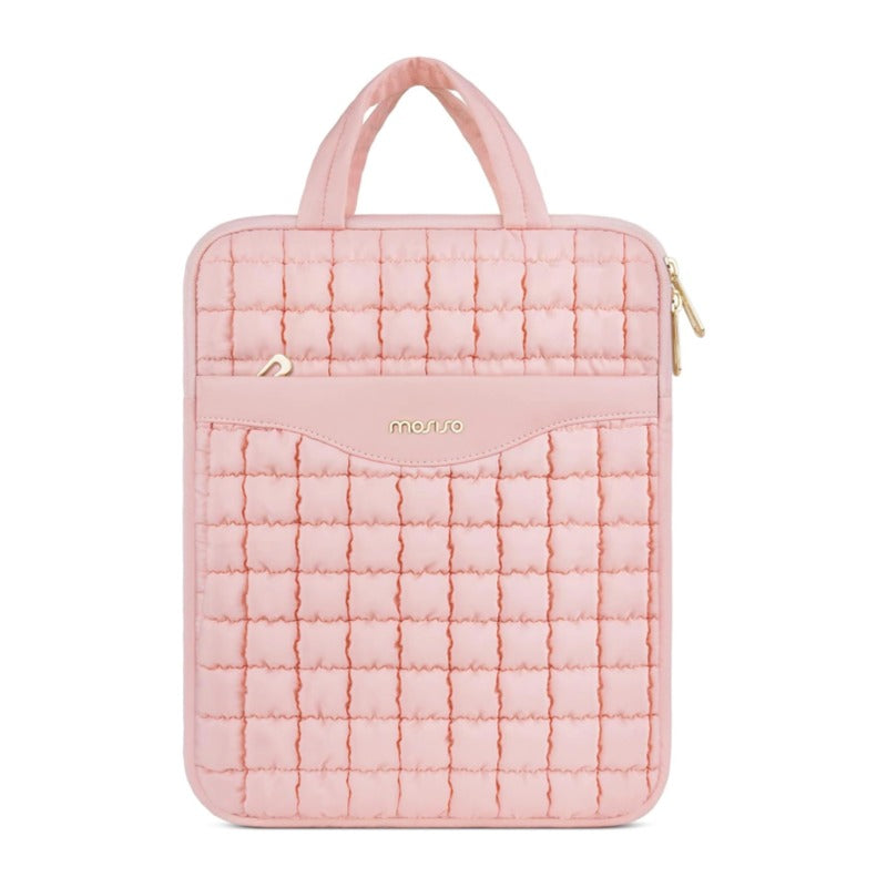 MOSISO Quilted Puffy Tablet Sleeve,11‑12.9‑Inch, Side‑Opening‑Zipper, Front‑Pocket & Rear Trolley‑Strap