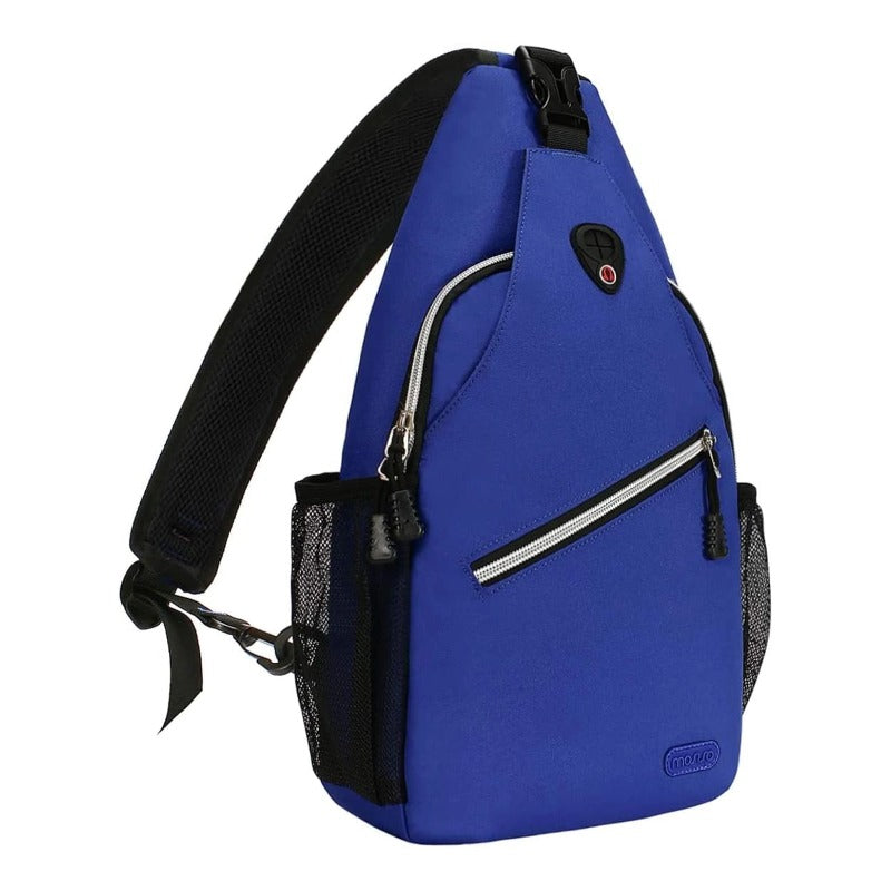 MOSISO Mini Sling Backpack, Lightweight Polyester Crossbody Daypack with Anti-Theft Pocket & Mesh Side Pockets, Fits 9Inch iPad Mini for Hiking Travel