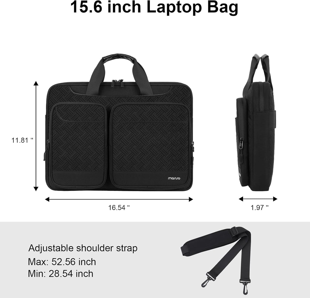 MOSISO Unisex Padded Laptop Shoulder Messenger Bag, 15-16 Inch, Multi Zipper Pockets, Removable Strap & Rear Trolley Sleeve