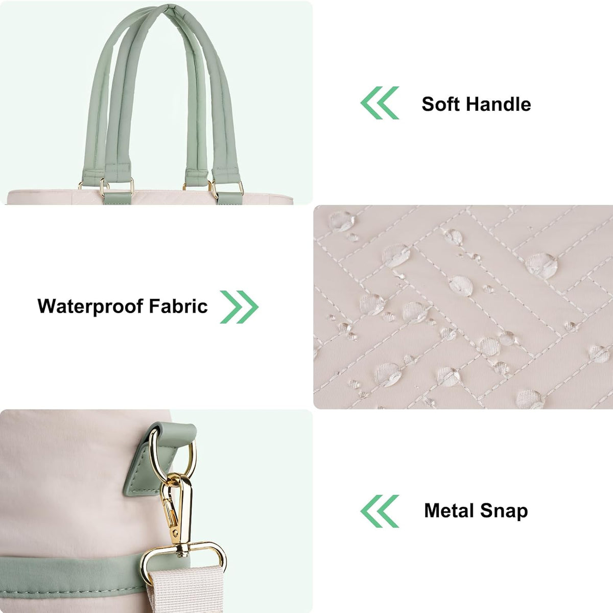 MOSISO Puffy Ultra‑Light Women Work Laptop Tote Bag, 15‑16‑Inch, built-in keyring, side pocket & rear trolley sleeve.