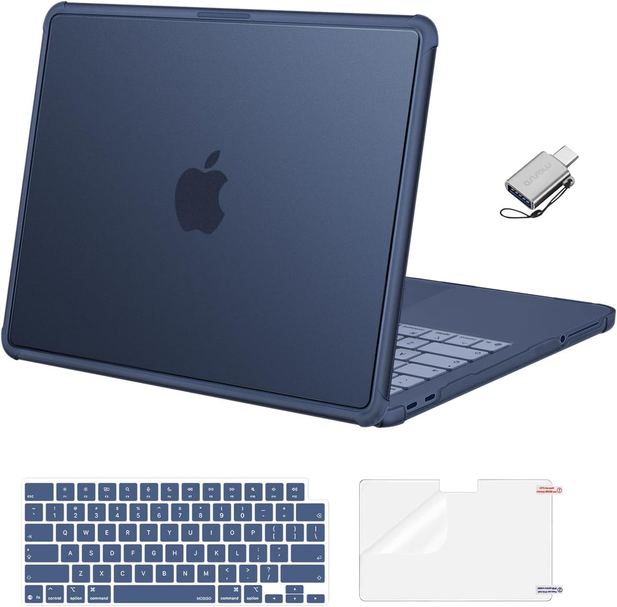 MOSISO 5-In-1 Protective Kit for MacBook Air 13-Inch M2-M5 (A2681/A3113/A3240/A3449), Hard-Shell, Keyboard-Covers, Screen-Film & Webcam-Cover