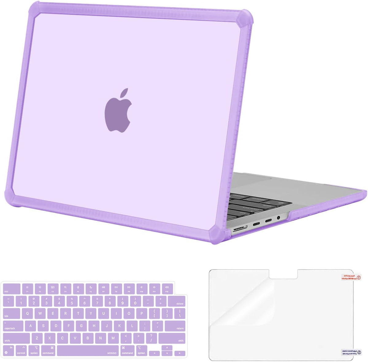 MOSISO Compatible with MacBook Pro 14 inch Case 2021-2026 M5-M1, Anti-Cracking Heavy Duty TPU Bumper Hard Case & Keyboard Skin & Screen Film