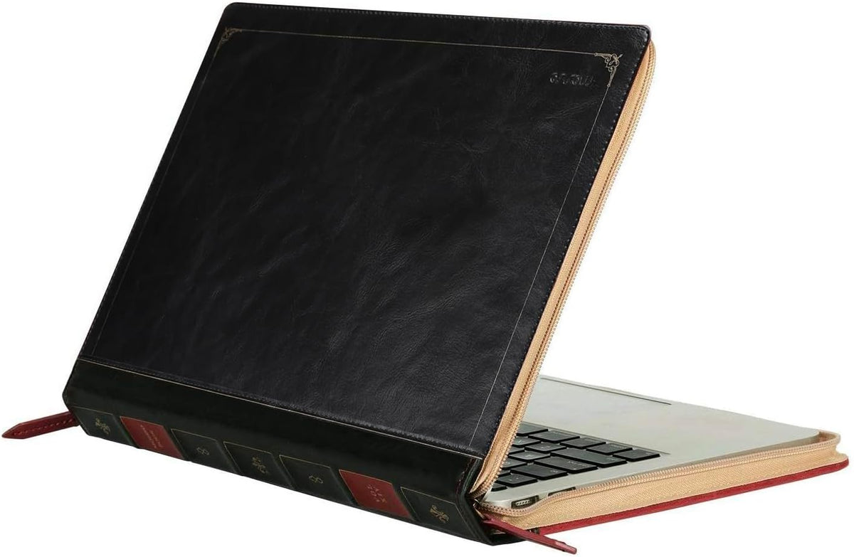 MOSISO Compatible with MacBook Air 15 inch 2026-2023 M5-M2/Pro 15 inch Case A1990 A1707 2019-2016, PU Leather Laptop Sleeve Vintage Retro Zippered Portfolio Protective Case Cover