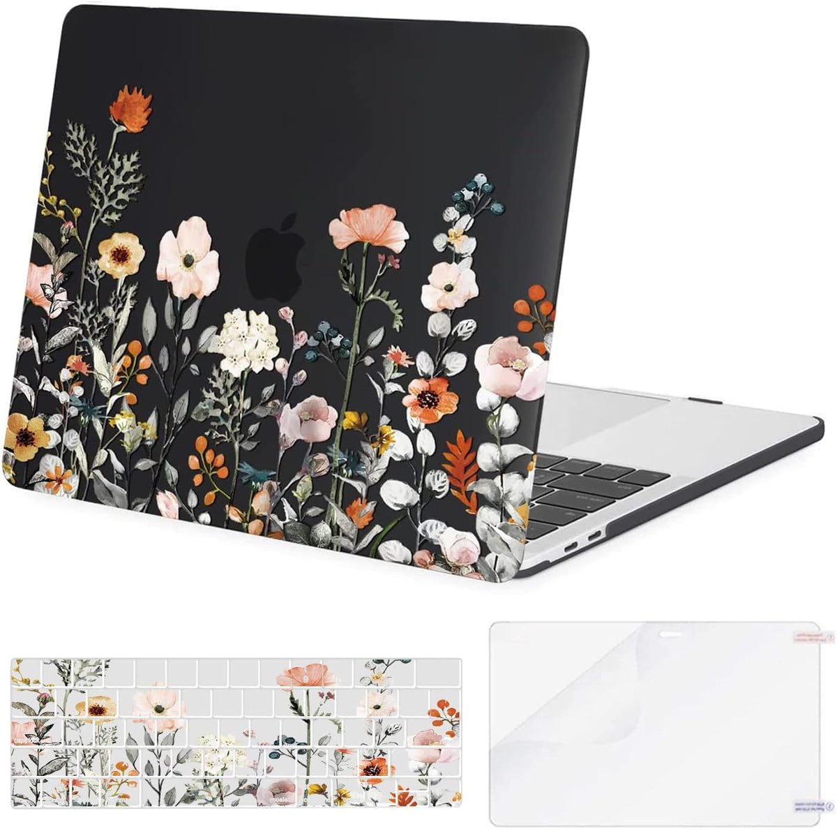 MOSISO Garden Floral Print Hard Shell 3-in-1 Set, Fits MacBook Pro 13 M1 M2 A1706 A1708 A1989 A2159 A2251 A2289 A2338 Notebook