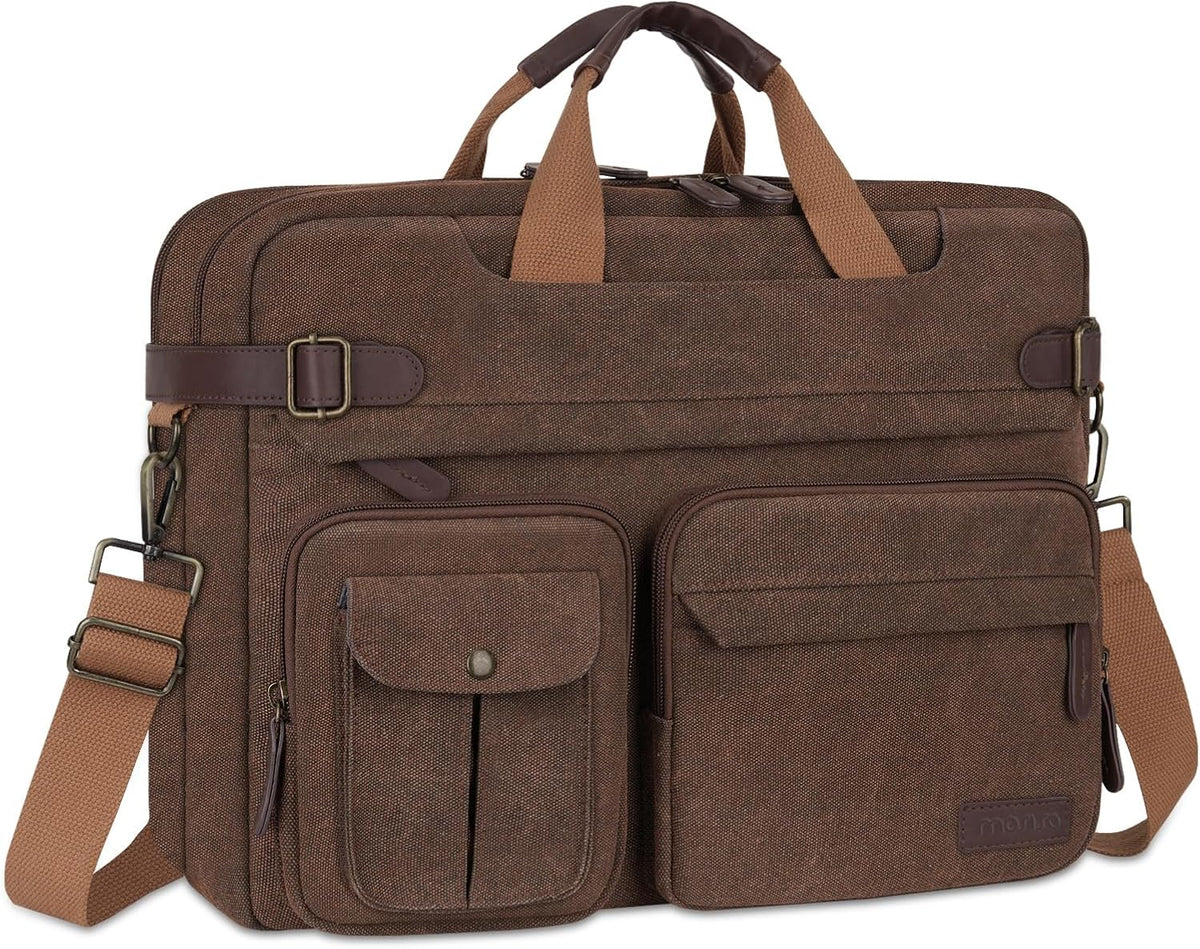 MOSISO 3 in 1 Messenger Bag for Men, 15.6 inch Computer Laptop Bag Convertible Laptop Backpack for Work Business Travel, Crossbody Satchel Briefcase Shoulder Bags Handbag Bookbag for College, Brown iMosiso