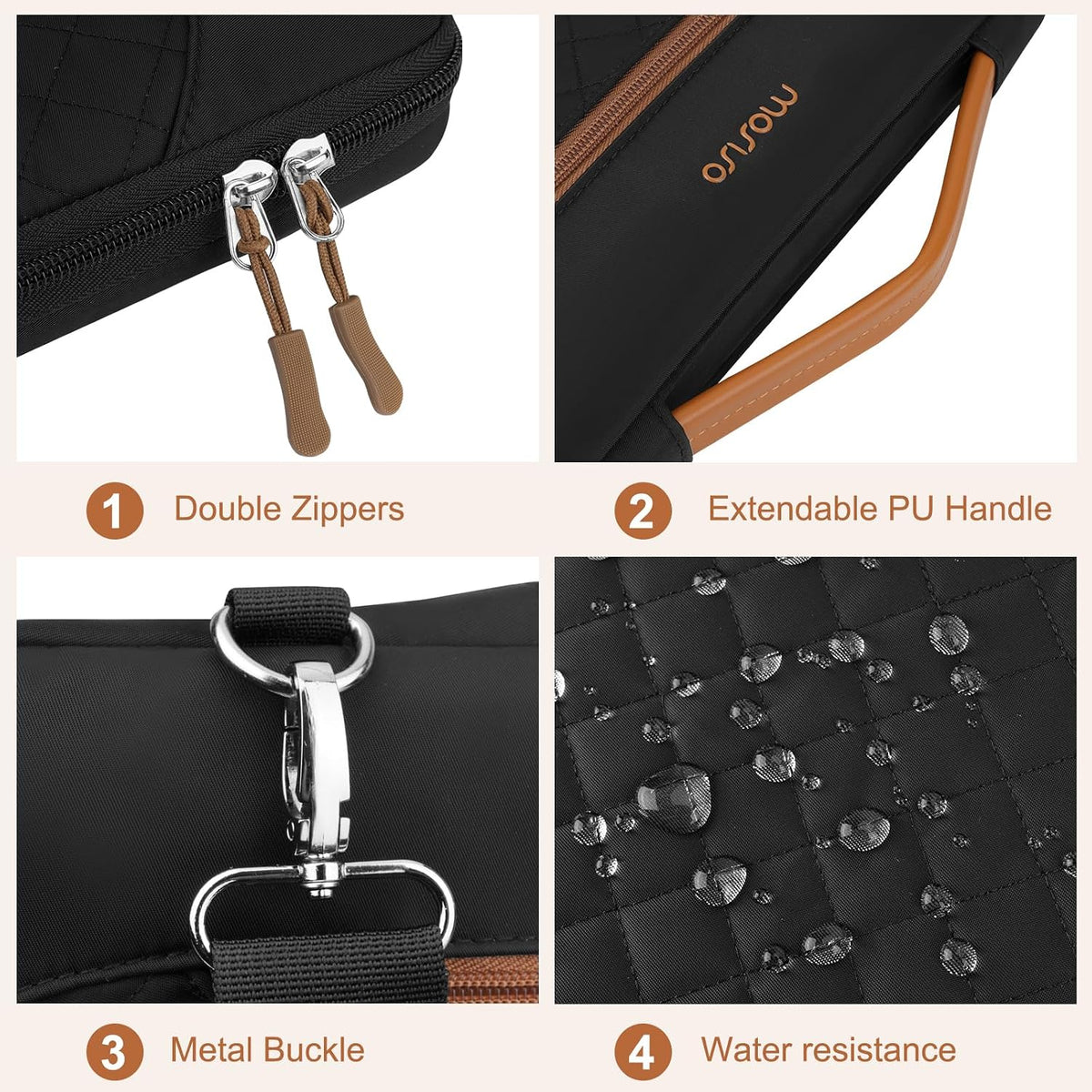 MOSISO 360‑Edge Reinforced Laptop Shoulder Bag,15‑16‑Inch,Removable‑Strap,Front‑Pockets & Rear Trolley‑Sleeve
