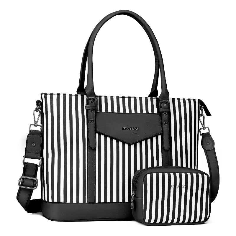 MOSISO Laptop Tote Bag Compatible with MacBook 16-17.3 inch Notebook, Waterproof PU Leather Travel Computer Bag with Envelope Pocket & Small Purse