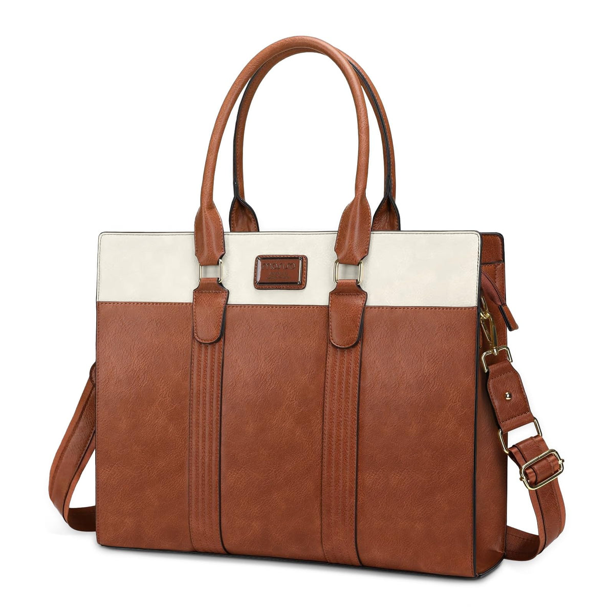 MOSISO Laptop Bag, 15.6-16 inch PU Leather Laptop Tote Work Bags, Large Capacity Computer Briefcase Waterproof Bag for Office Travel
