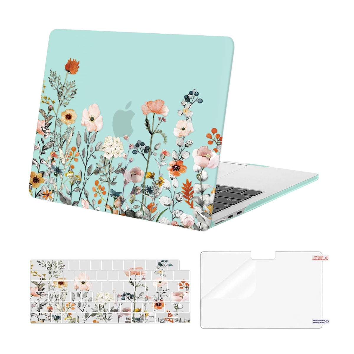 MOSISO Compatible with MacBook Air 13 inch Case M5-M2 2026-2022 A3449 A3240 A3113 A2681, Plastic Garden Flowers Hard Shell&Keyboard Cover&Screen Film for MacBook Air 13.6