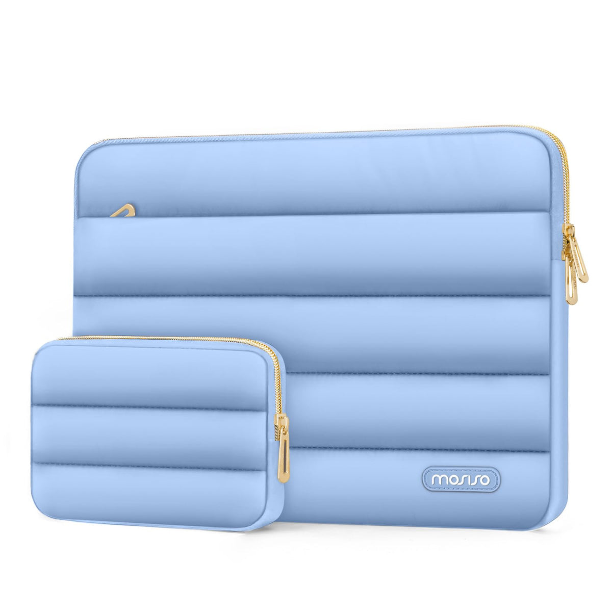 MOSISO Soft Puffy Polyester Horizontal Laptop Sleeve with Detachable Accessory Pouch, Fits 13–16 Inch MacBook M1-M5 HP Dell ASUS Lenovo Notebook