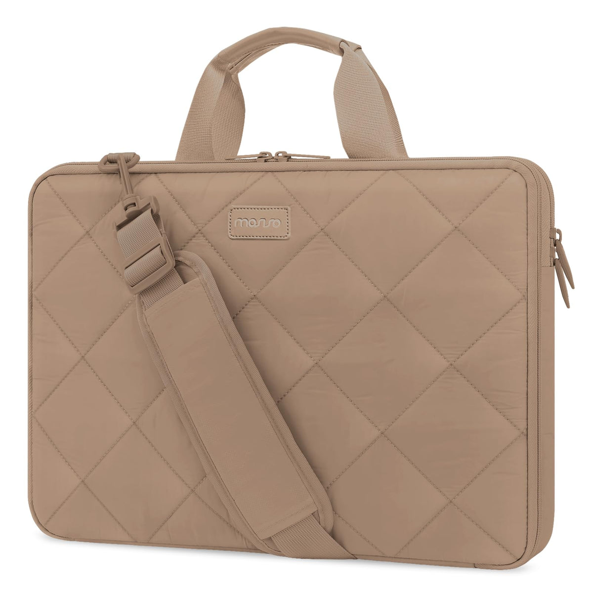 MOSISO 360 Protective Laptop Shoulder Bag, 13-15.6 inch Double Layer Fluffy Padded Laptop Bag with Anti-theft Zipper Compatible with MacBook Pro 16 inch, HP, Dell, Lenovo, Asus Notebook, Sand iMosiso