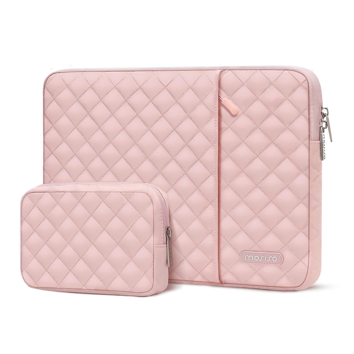 MOSISO Square Quilted Vertical 2-in-1 Tablet Sleeve 9-11 Inch — Front Access Pocket & Matching Mini Pouch for iPad Air/Pro, Galaxy Tab A9+/S9