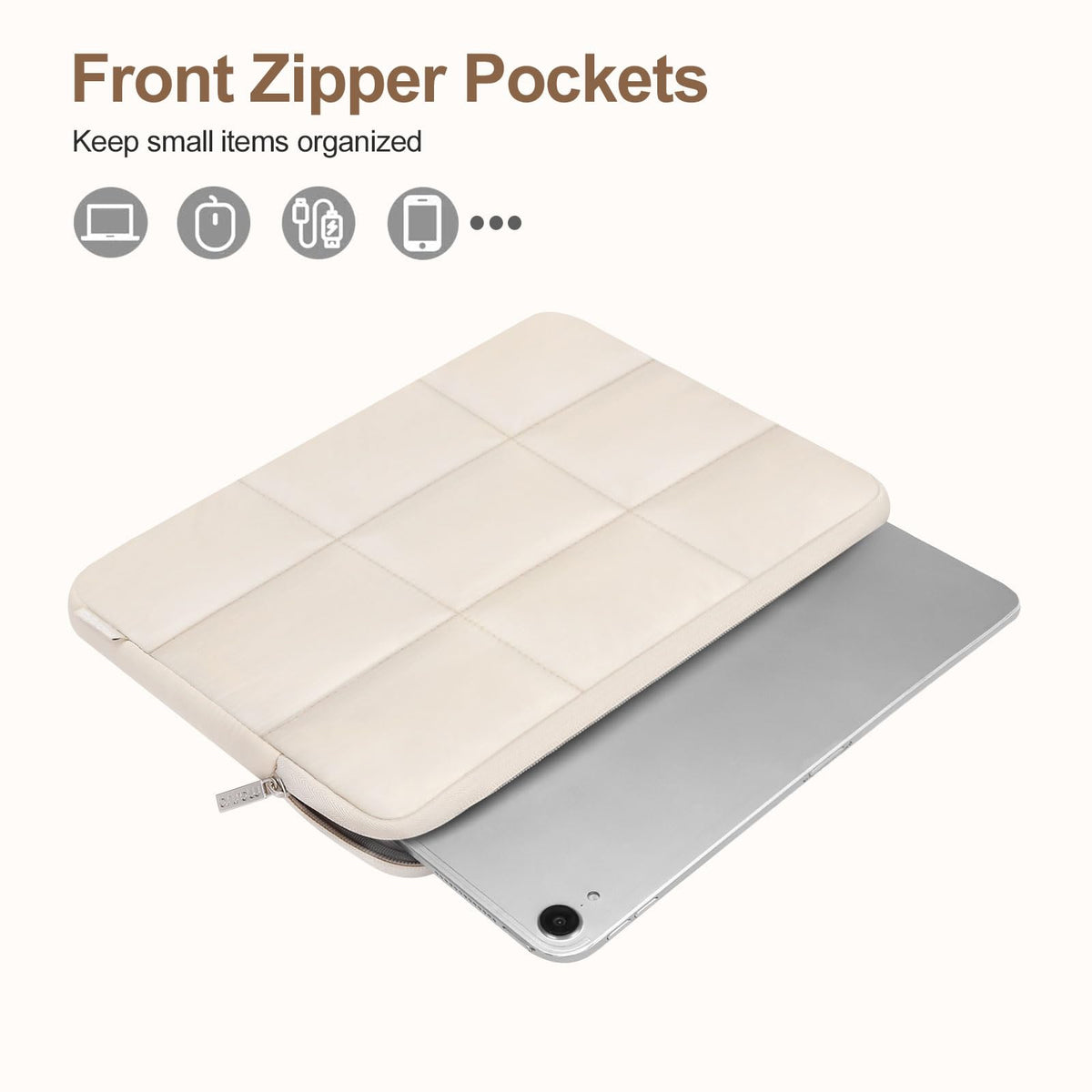 MOSISO Rectangle‑Quilted‑Puffy Tablet Sleeve,11‑Inch &12.9‑13‑Inch, Fits iPad with Magic‑Keyboard Folio