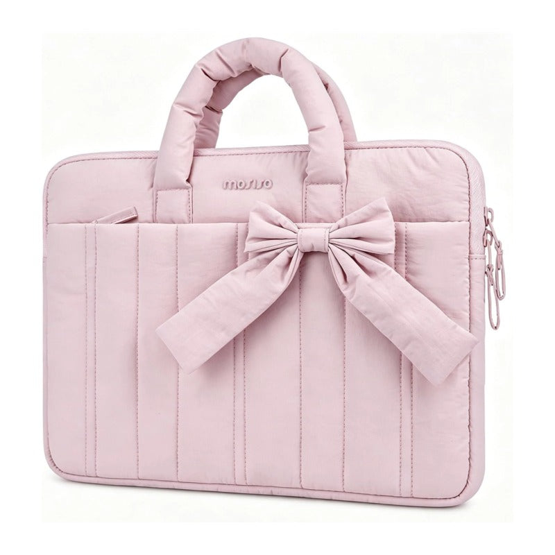 MOSISO Laptop Case 13.3-16 inch, Puffy Laptop Sleeve Compatible with MacBook Neo/Air/Pro, HP Dell ASUS Lenovo, Quilted Bag with Bow&Handle&Soft Lining