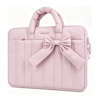 MOSISO Laptop Case 13.3-16 inch, Puffy Laptop Sleeve Compatible with MacBook Neo/Air/Pro, HP Dell ASUS Lenovo, Quilted Bag with Bow&Handle&Soft Lining