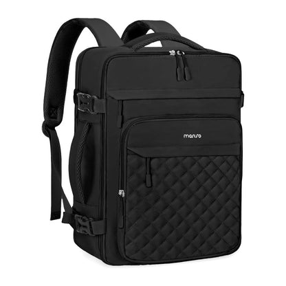 MOSISO 30L Rhombus‑Quilted Flight‑Approved Travel Laptop Backpack for Men Women, Anti‑Theft with USB Charging Port, Luggage Strap & Bonus Packing Cube