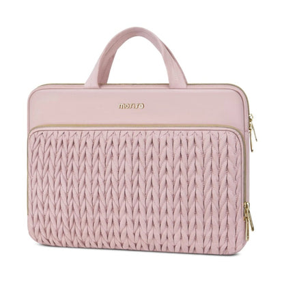 MOSISO Quilted Polyester 13.3-16 Inch Laptop Sleeve, Padded Protective Case with Front Pocket & Trolley Strap