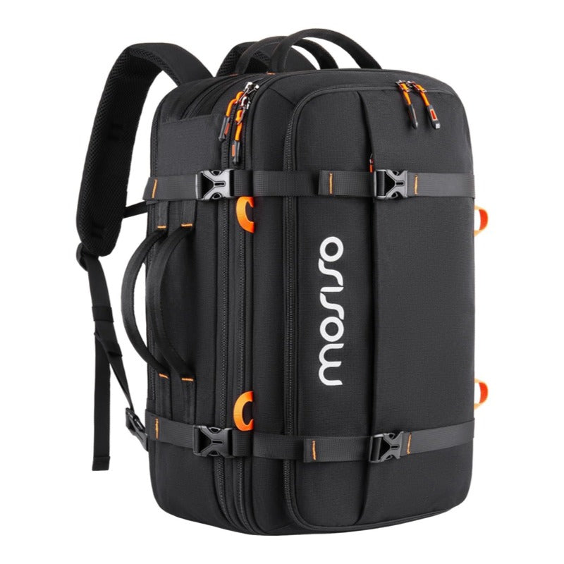 MOSISO 40L Men's Travel Rucksack Duffel Backpack, 180° Opening Wet/Dry Pocket, USB Port & Luggage Strap Fits 17.3-Inch Laptop