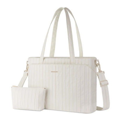 MOSISO Large‑Capacity Women Work Tote Bag, Zipper‑Closure,15.6‑Inch Padded Laptop‑Sleeve, Removable‑Strap & Rear Luggage‑Strap