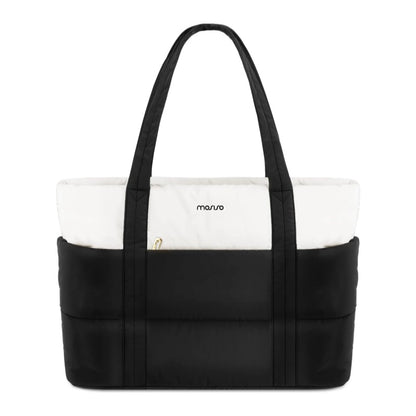 MOSISO Women Quilted‑Puffy‑Polyester 15‑16‑Inch Work‑Tote‑Bag,Multi‑Segment‑Pockets & Built‑In‑Rear‑Trolley‑Sleeve