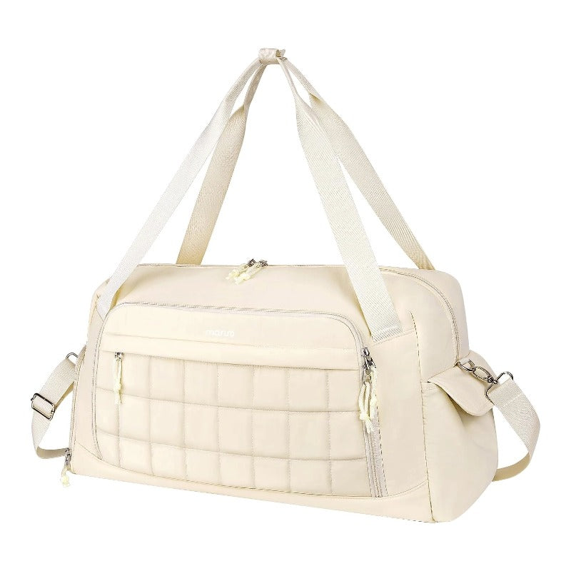 MOSISO Women Gym Duffle Weekender Overnight Bag, Quilted Design with Shoe‑Compartment & Built‑In Trolley Sleeve