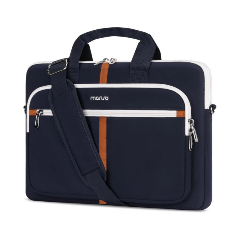 MOSISO 15-16 Inch Padded Laptop Shoulder Messenger Bag, Multi Front Pockets, Removable Strap & Rear Trolley Sleeve