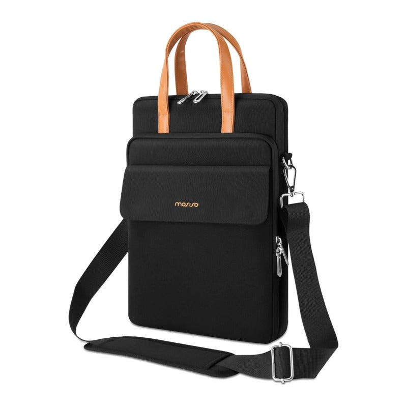 MOSISO Men’s 360‑Edge Reinforced Vertical Laptop Messenger Bag, 13‑14‑Inch, Multi‑Pockets, Removable‑Strap & Rear Trolley‑Sleeve