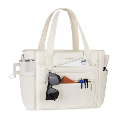 MOSISO Puffy Lightweight Women's Laptop Tote Bag, 15-16 Inch, Built-In Keyring, Side Pocket & Rear Trolley Sleeve