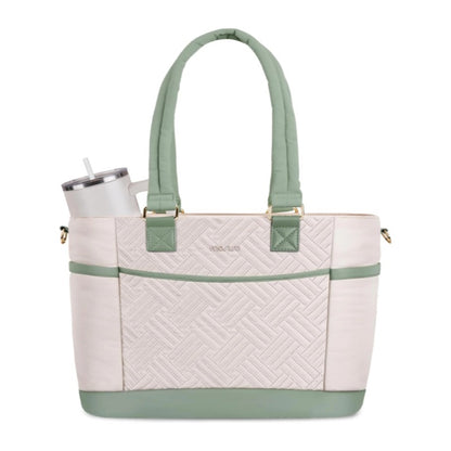 MOSISO Puffy Ultra‑Light Women Work Laptop Tote Bag, 15‑16‑Inch, built-in keyring, side pocket & rear trolley sleeve.