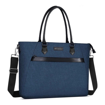 MOSISO Large-Capacity Laptop Tote Bag, 17-17.3-Inch, trapezoid front pocket, 3 compartments & removable adjustable shoulder strap.
