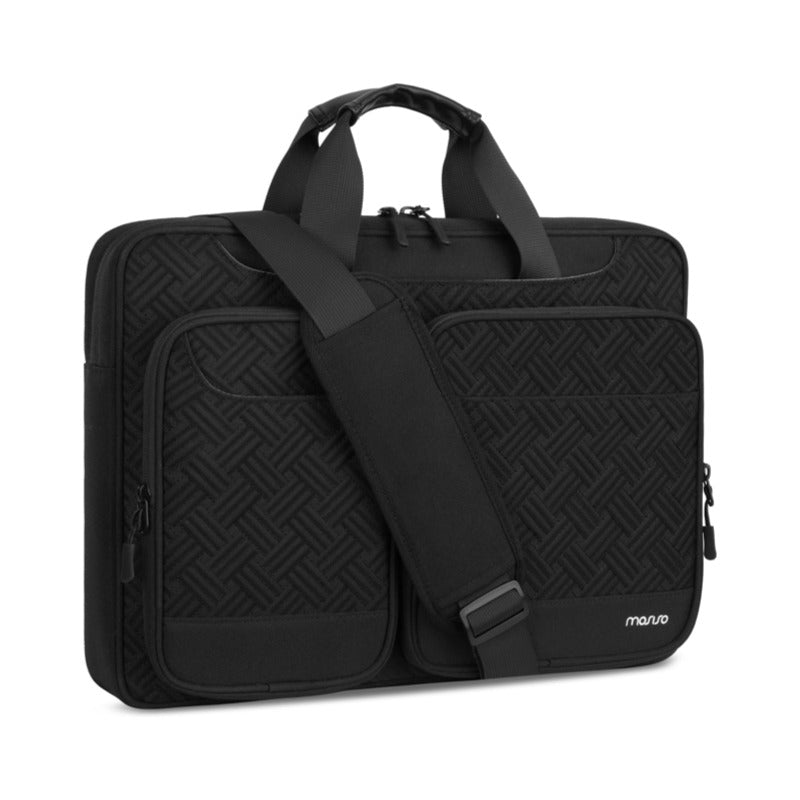 MOSISO Unisex Padded Laptop Shoulder Messenger Bag, 15-16 Inch, Multi Zipper Pockets, Removable Strap & Rear Trolley Sleeve