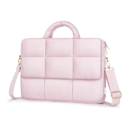 MOSISO Women's Puffy Quilted 15.6 Inch Laptop Shoulder Bag — 4 Front Pockets, Removable Strap, Rear Trolley Sleeve & Padded Laptop Compartment