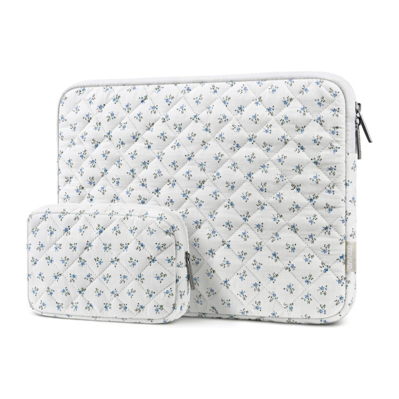 MOSISO Chic Quilted‑Puffy 13.3-16‑Inch Laptop Sleeve,Soft‑Polyester‑Padded with Coordinating‑Detachable‑Accessory‑Pouch