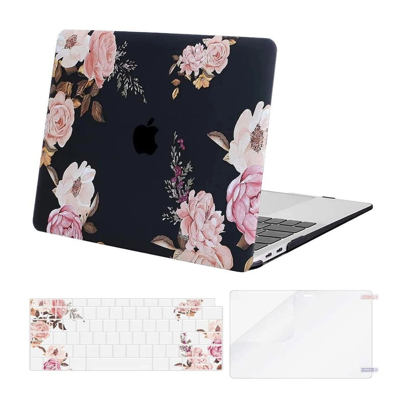 MOSISO Compatible with MacBook Air 13 inch Case 2018-2022 Release A2337 A2179 A1932, Plastic Peony Hard Shell&Keyboard Cover&Screen Protector