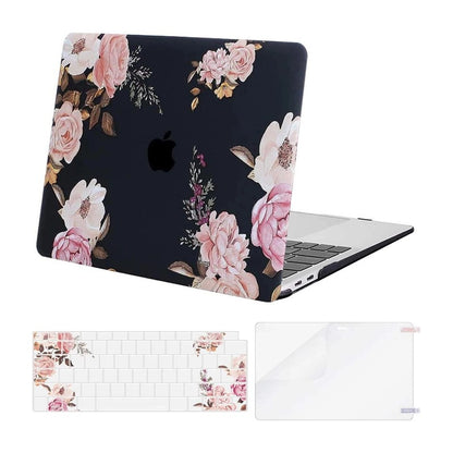 MOSISO Compatible with MacBook Air 13 inch Case 2018-2022 Release A2337 A2179 A1932, Plastic Peony Hard Shell&Keyboard Cover&Screen Protector
