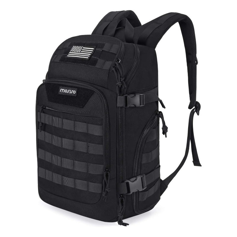 MOSISO 30L Military Tactical Backpack with USB Charging Port, MOLLE Webbing, Dry-Wet Separation Fits 15.6Laptop for3-Day Hiking Hunting Camping