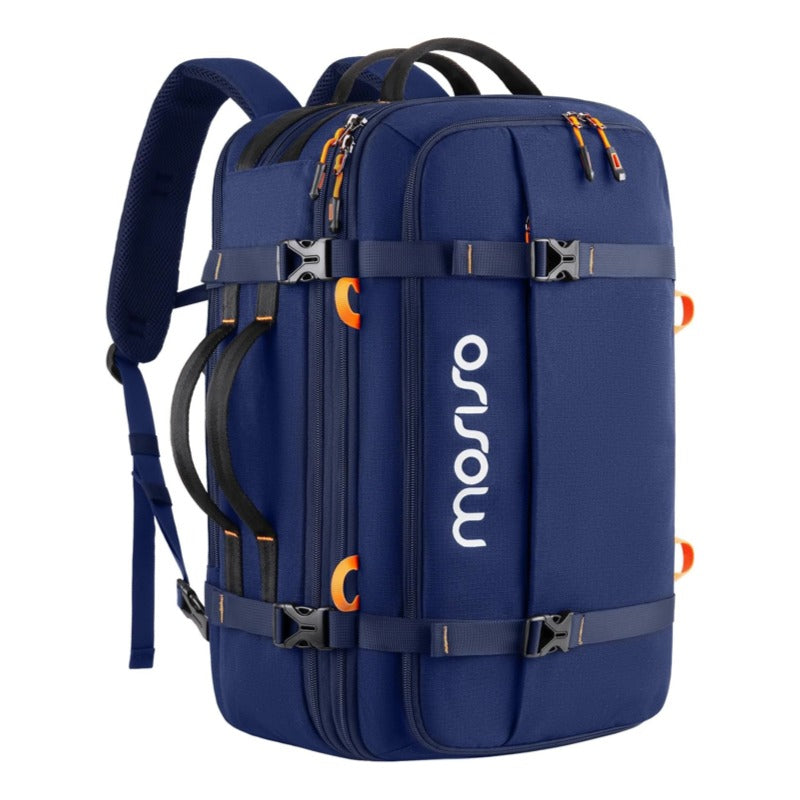 MOSISO 40L Men's Travel Rucksack Duffel Backpack, 180° Opening Wet/Dry Pocket, USB Port & Luggage Strap Fits 17.3-Inch Laptop