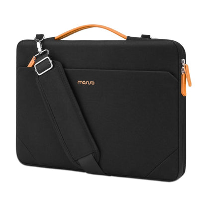 MOSISO 360 Protective Laptop Shoulder Bag 15.6 Inch — Side Open Messenger with 4 Zipper Pockets, Handle & Trolley Belt for MacBook HP Dell Lenovo