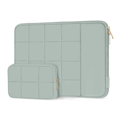 MOSISO Twelve Square Quilted Puffy Laptop Sleeve with Vertical Front Pocket & Matching Accessory Pouch, Fits 13–16 Inch MacBook HP Dell ASUS Notebook