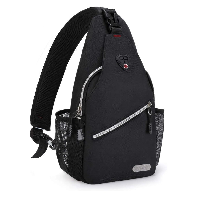 MOSISO Mini Sling Backpack, Lightweight Polyester Crossbody Daypack with Anti-Theft Pocket & Mesh Side Pockets, Fits 9Inch iPad Mini for Hiking Travel