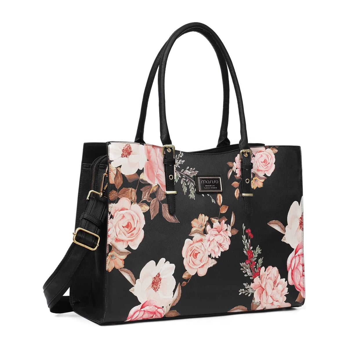 MOSISO Laptop Tote Bag 16/17.3 inch Compatible with MacBook M5-M1 & Notebook, Waterproof PU Leather Travel Work Briefcase with Adjustable PU Handle