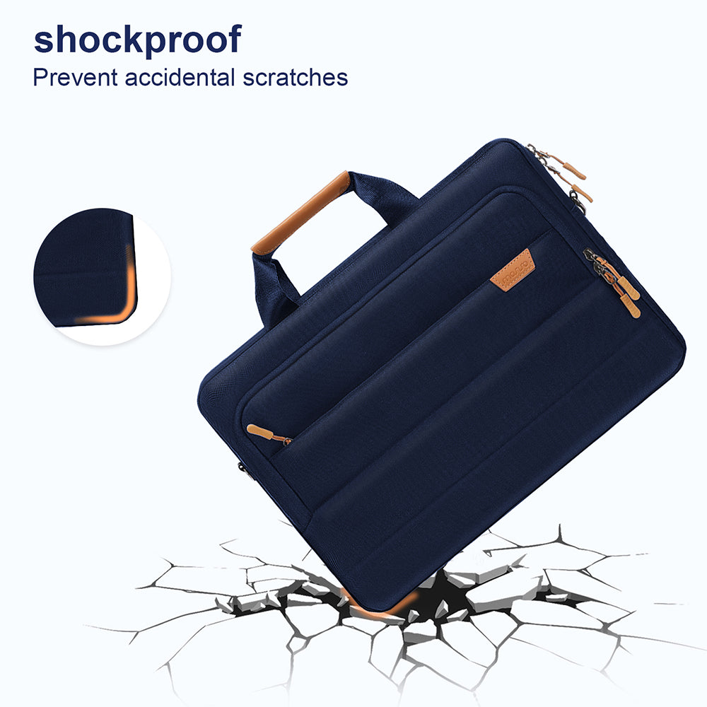 MOSISO Men Laptop Briefcase Shoulder Bag with Trolley Sleeve & Front Rectangle Horizontal Pockets, Multi Storage Notebook Carry Case for Business Travel