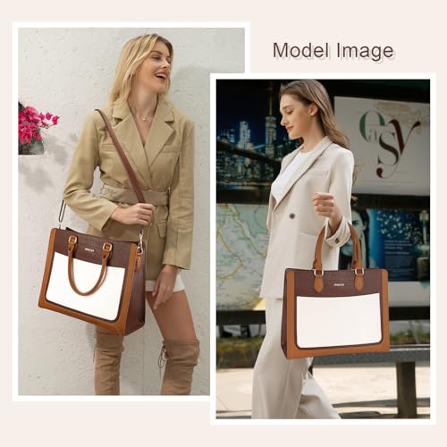 MOSISO Croc Embossed Color Block Waterproof Work Tote Set with Cosmetic Pouch, Multi-Pocket Laptop Tote Fits 15.6 Inch Laptops for Office Teacher College Women