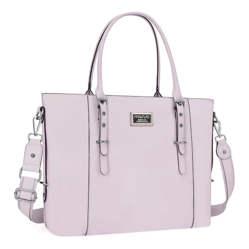 MOSISO Women Vintage Waterproof PU Leather Laptop Tote Bag, Fits 13.3/15.6/17.3 Inch, Large Capacity Business Work Shoulder Briefcase