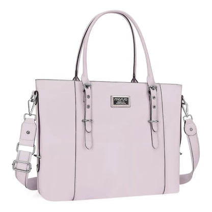 MOSISO Women Vintage Waterproof PU Leather Laptop Tote Bag, Fits 13.3/15.6/17.3 Inch, Large Capacity Business Work Shoulder Briefcase