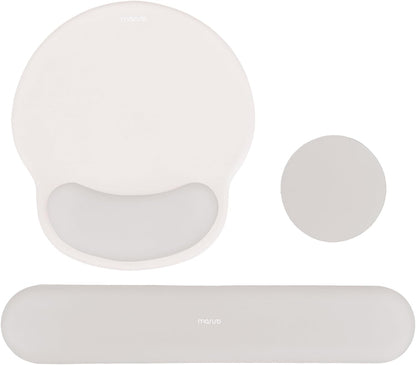 MOSISO Wrist Rest Support for Mouse Pad&Keyboard Set, Circle Curved Ergonomic Mousepad&Coaster Non-Slip Base Home/Office Pain Relief&Easy Typing Pad with Soft Cloth&Silicone Lining