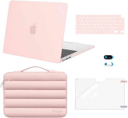 MOSISO Compatible with MacBook Air 13 inch Case M2-M5 2022-2026 A3449 A3240 A3113 A2681, 5 in 1 Protective Kit: Hard Case, Puffy Bag, Keyboard Cover, Webcam Cover & Screen Film