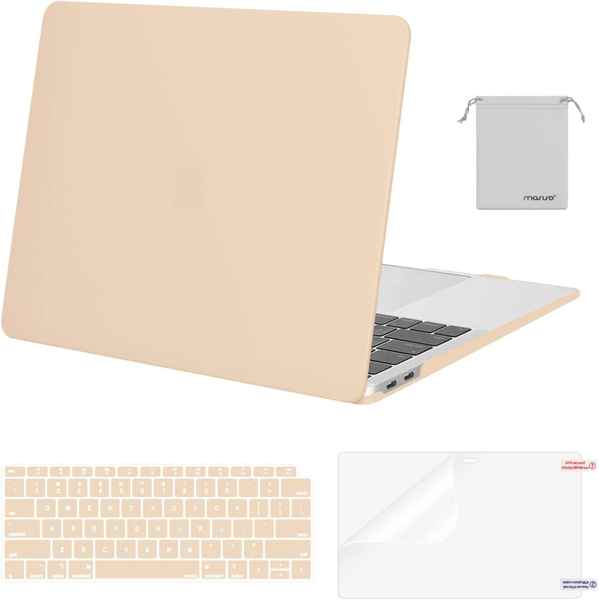 MOSISO Compatible with MacBook Air 13 inch Case M1 2018-2021 A2337 A2179 A1932, Protective Hard Shell & Keyboard Cover & Screen Film & Pouch