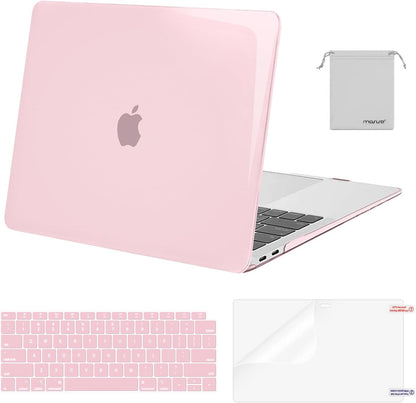 MOSISO Compatible with MacBook Air 13 inch Case M1 2018-2021 A2337 A2179 A1932, Protective Hard Shell & Keyboard Cover & Screen Film & Pouch