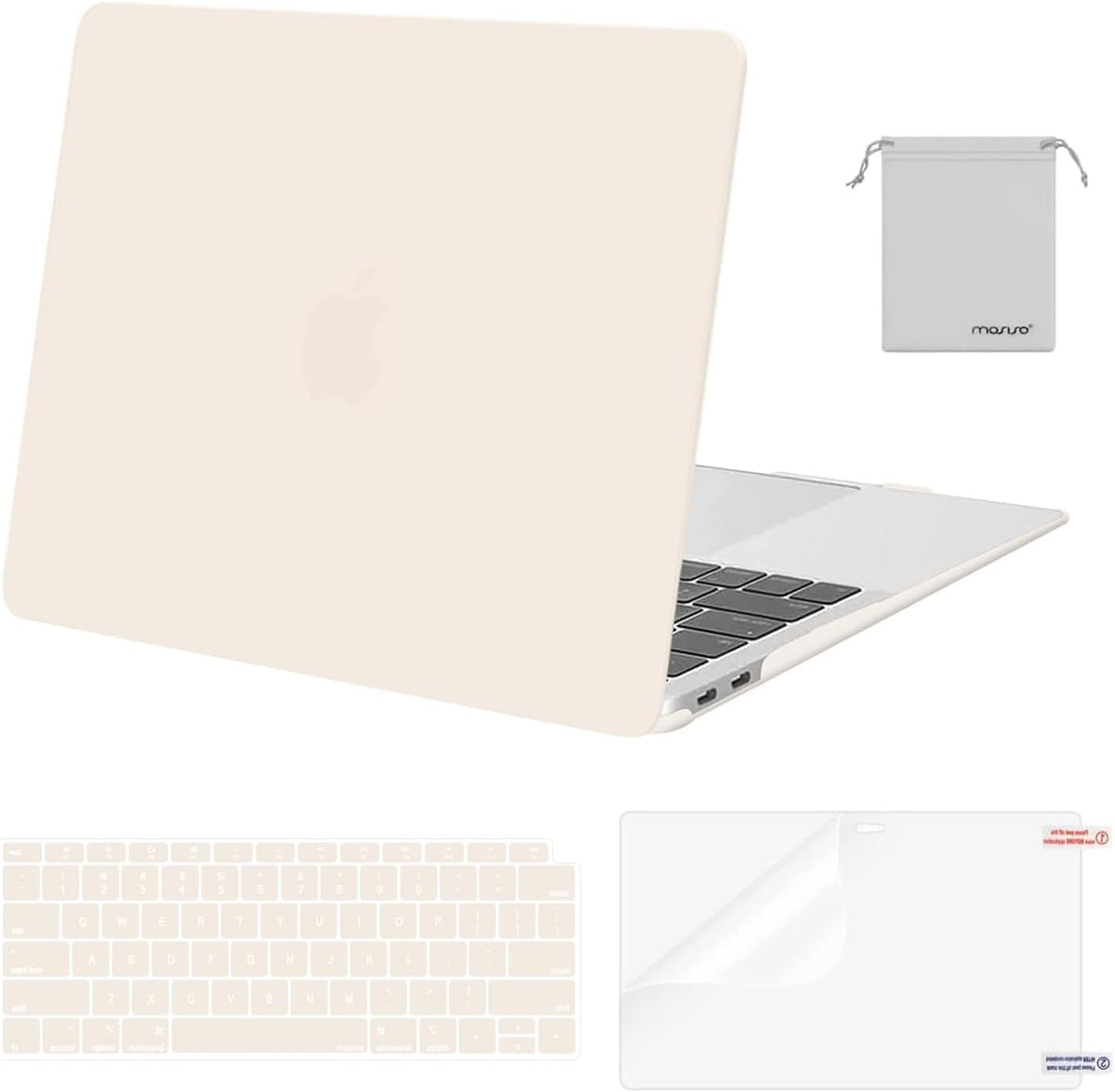 MOSISO Compatible with MacBook Air 13 inch Case M1 2018-2021 A2337 A2179 A1932, Protective Hard Shell & Keyboard Cover & Screen Film & Pouch